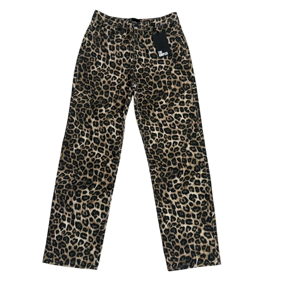 NEW The Kooples Jeans Womens 26 Leopard Animal Print Straight Leg Button Fly